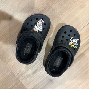 CROCS Kids Black Classic Clogs with Disney Charms